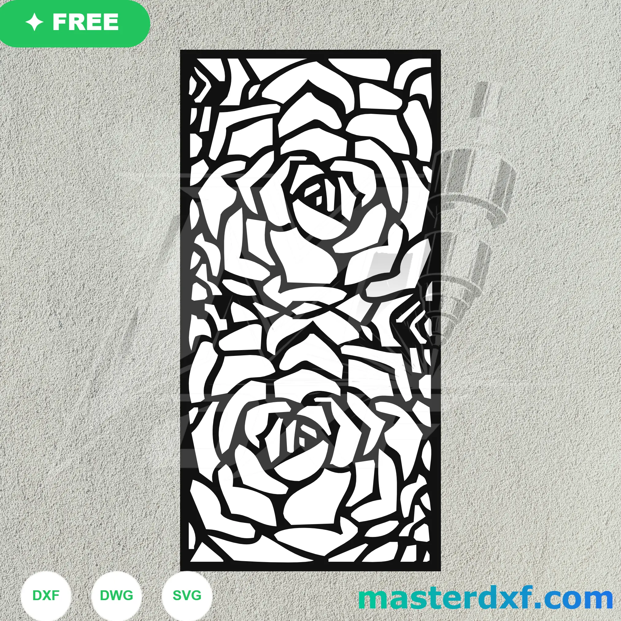 Layered Rose Bloom DXF Panel for Romantic Feature Walls DXF File